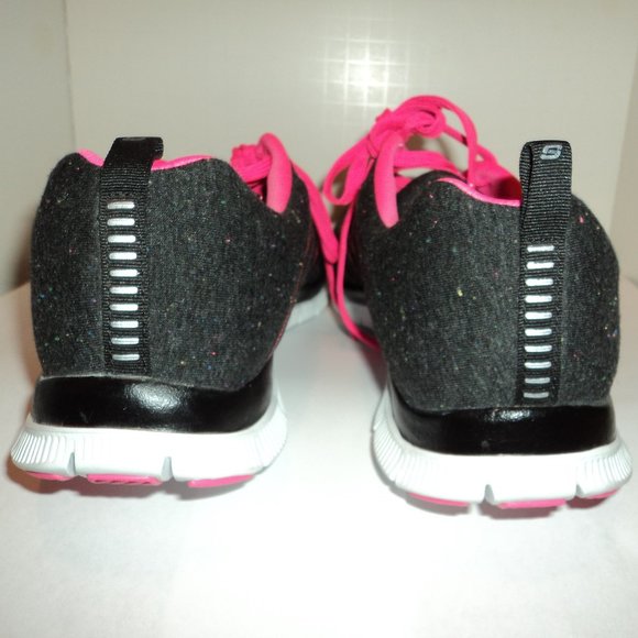 Skechers Light Weight Women's Size 11 Athletic Sneakers Shoes Lace Up Black Pink - Picture 7 of 11